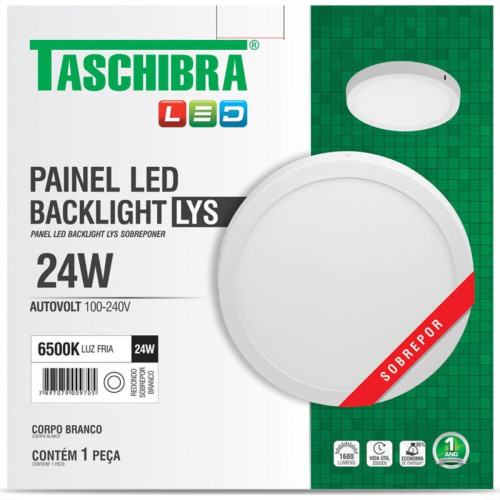 Plaf.Led Tasch.Lys Ext.Rd.24W 6500K 30Cm