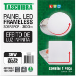 Luminaria Led Plafon Taschibra Frameless Borda Infinita Externo Redondo 36W 6500K 22,2Cm 