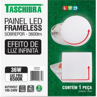 Luminaria Led Plafon Taschibra Frameless Borda Infinita Externo Redondo 36W 6500K 22,2Cm 