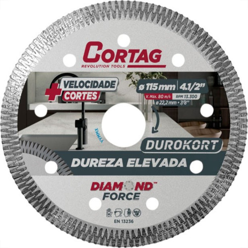 Disco Diamantado Cortag Turbo Durokort Seguimentado Seco 115Mm 60349