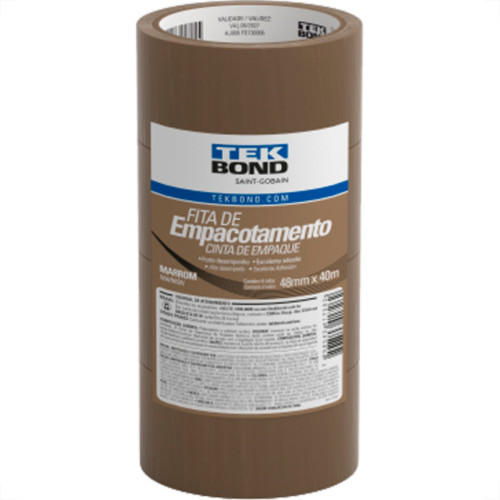 Tek Fita Adesiva P/Embalagem Marrom  48X40Mt - Kit C/4 Un