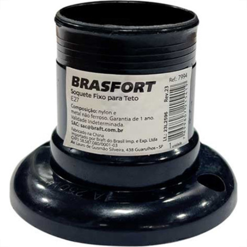 Brasfort Soquete P/Teto  E27 Pto - Kit C/20 Un