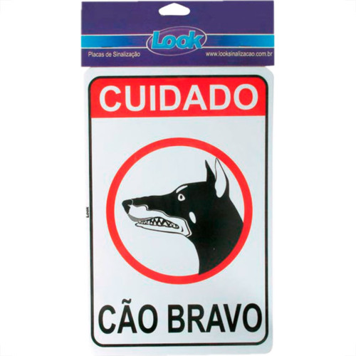 Look Placa Sinalizacao 20X30 Cao Bravo