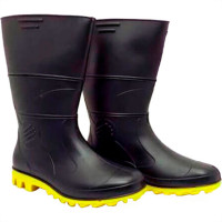 Rca Bota Galocha Pvc Preta Solado Amar. 38