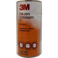 3M Fita Adesiva P/Embalagem Marrom  48 X 50 - Kit C/4 Rl