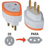 Pino Adaptador Daneva 2 Polos+Terra 10A. Chato Para Redondo 1630 - Kit C/12 Pecas