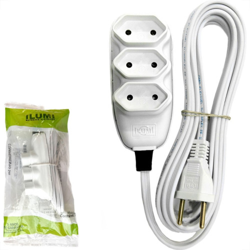 Extensao Ilumi Paralela 2 Polos 0,75Mm Branca -10M - 17931