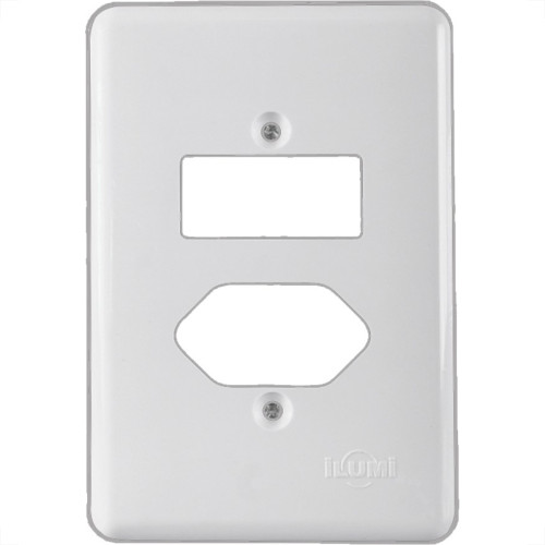 Placa Conjunto Ilumi Stylus Branco 4X2 - 1 Interruptor + 1 Tomada - 20420