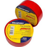 Fita Isolante Brasfort 10M Vermelha - 8650 - Kit C/10 Pecas Fita Isolante Brasfort 10M Vermelha - 8650 - Kit C/10 Pecas