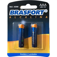Pilha Brasfort Alcalina Aaa Palito Cartela Com 02 Pecas 6300