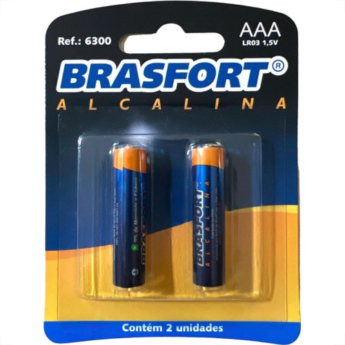 Pilha Brasfort Alcalina Aaa Palito Cartela Com 02 Pecas 6300