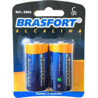 Pilha Brasfort Alcalina C Media Cartela Com 02 Pecas 6302