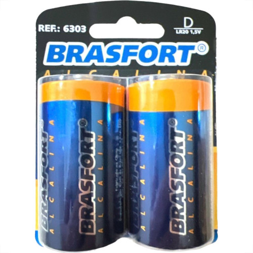 Pilha Brasfort Alcalina D Grande Cartela Com 02 Pecas 6303