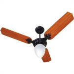 Ventilador Teto Venti-Delta 3 Pas Preto Com Mogno Com Globo 220V.