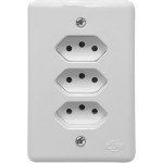 Conjunto Ilumi Stylus Branco Com Placa 3 Tomadas 2P+T. 20A. - 201211 Monobloco