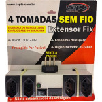 Filtro Linha Capte 4 Tomadas 2P+T Sem Fio Bivolt Com Fusivel Interruptor E Led Indicador De Tensao.