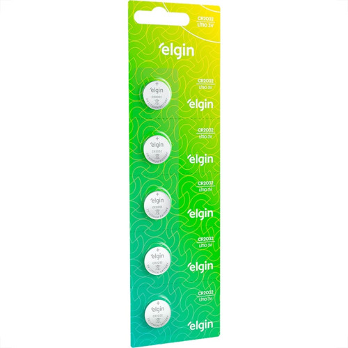 Pilha Elgin Bateria 3V. Litio Cromado-2032 Cartela Com 5 Pecas