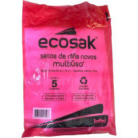 Saco De Rafia Ecosak Novo Multiuso 50Cm X 70Cm 40Kg Pacote Com 5 Pecas Branco