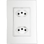 Conjunto Ilumi Vivaz Branco Com Placa 2 Tomadas 10A. - 78120 Monobloco