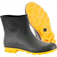 Bota Galocha Pega Forte Preta/Amarela No.43 Cano Curto Com Meia
