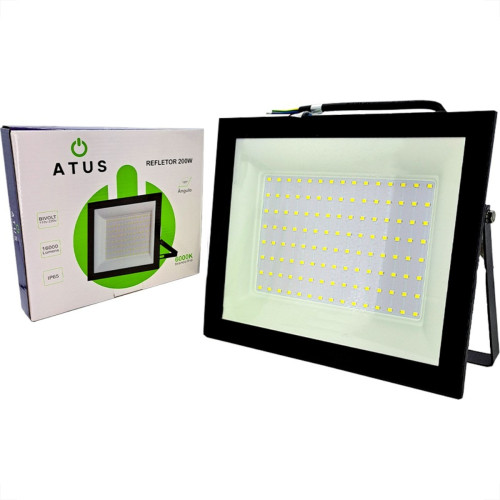 Refletor De Led Atus 200W. 6000K. 16000Lm Ip65 Preto Bivolt - 0423