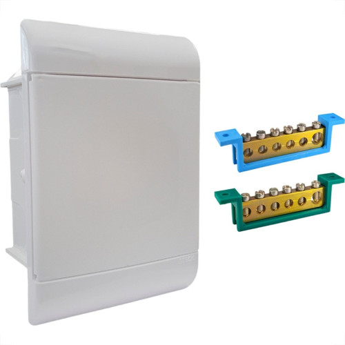 Centrinho Steck Pvc Embutir Branco Para 5 Disjuntores Din Com Barramento