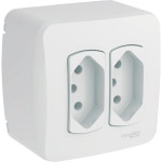 Sistema Box Schneider Dexson-Miluz Branco 2 Tomadas 2P+T. 10A. - S3B66440