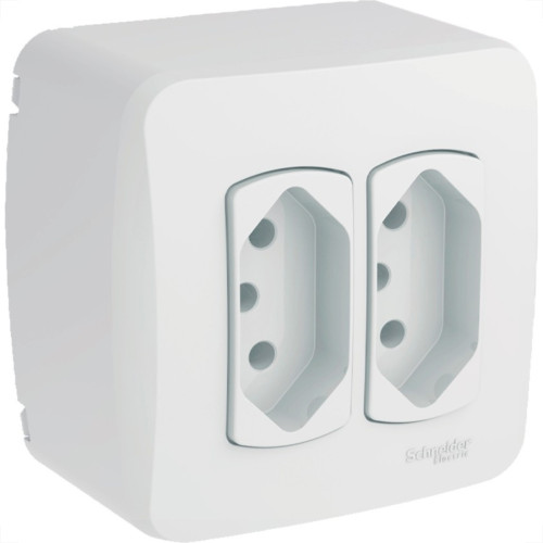 Sistema Box Schneider Dexson-Miluz Branco 2 Tomadas 2P+T. 10A. - S3B66440