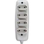 Tomada Barra Ilumi 2 Polos Quadrupla Cinza 10A. 1634