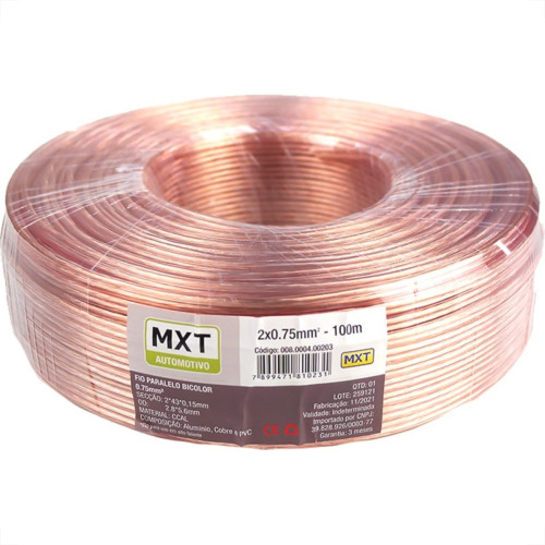 Fio Bicolor Para Som Cristal Mxt 2X0,75