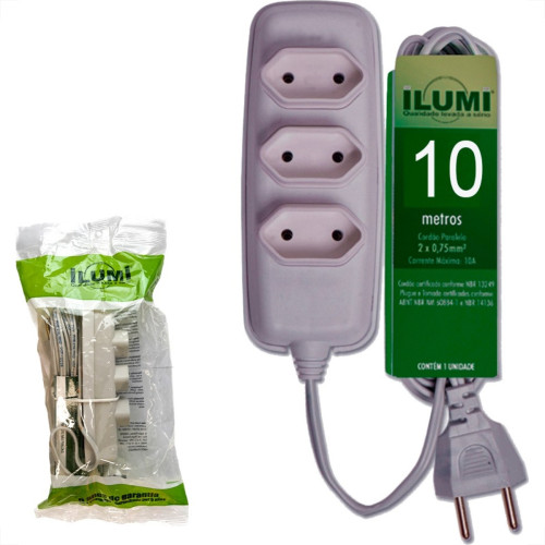 Extensao Ilumi Paralela 2 Polos 0,75Mm Cinza -10M -1793