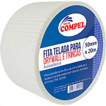 Fita Telada Compel Fibra De Vidro Para Drywall E Trincas Autoadesiva 50Mm X 20M