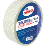 Fita Telada Compel Fibra De Vidro Para Drywall E Trincas Autoadesiva 50Mm X 90M
