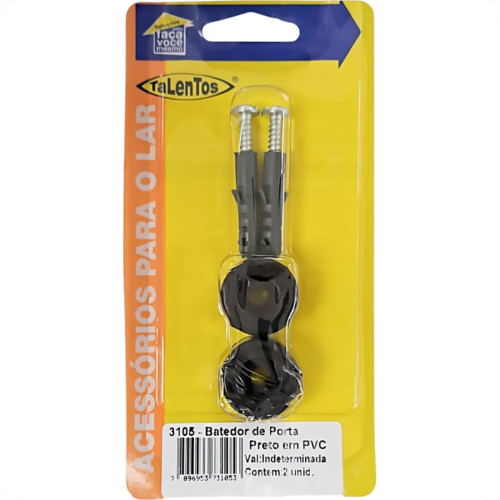 Batedor De Porta Pvc Com Parafuso Talentos Preto Cartela Com 2 Pecas