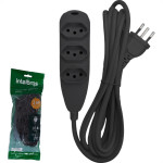 Extensao Intelbras 3 Tomadas 2 Polos + Terra 10A. Preta 3M. - 4830148