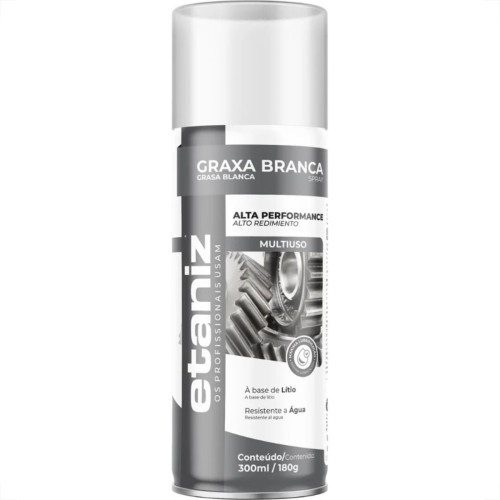 Graxa Spray Etaniz Branca Litio 300Ml/180G.