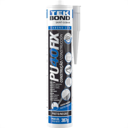 Cola Pu40Fix Tekbond Preto 387G/280Ml