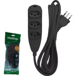 Extensao Intelbras 3 Tomadas 2 Polos + Terra 10A. Preta 5M. - 4830169