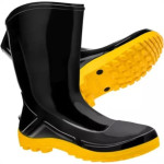 Bota Galocha Pvc Marluvas Vulcaflex Preta/Amarela No.44 Com Meia
