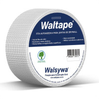 Fita Telada Walsywa Waltape Fibra De Vidro Para Juntas De Drywall E Trincas Autoadesiva 48Mm X 90M - 560023