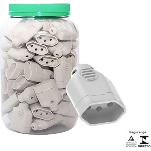 Pino Femea Ilumi 2 Polos+Terra 20A. Branco Pote Com 40 Pecas - 1442Pg