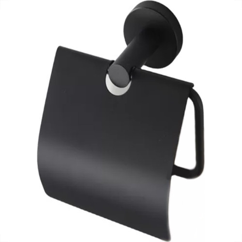 Acessorio Wc Hidrolar Faetto Papeleira Com Tampa Preto Fosco - 10046