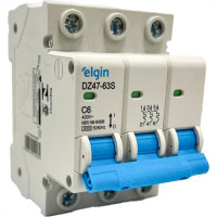 Disjuntor Elgin ''Din'' Tripolar Dz47-63S - 6A.