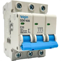 Disjuntor Elgin ''Din'' Tripolar Dz47-63S - 10A.