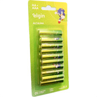 Pilha Elgin Alcalina Cartela Com 16 Pecas - 8 Pecas Aa + 8 Pecas Aaa