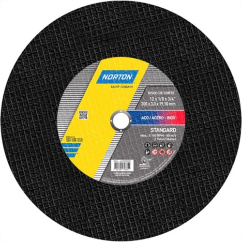 Disco Corte Ferro Norton Standard 12''X1,8''X3,4'' - 3,0Mm