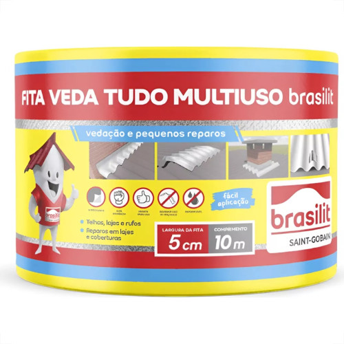 Fita Multiuso Brasilit Veda Tudo Aluminio 5Cm X 10M