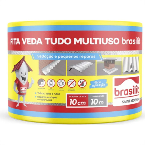 Fita Multiuso Brasilit Veda Tudo Aluminio 10Cm X 10M