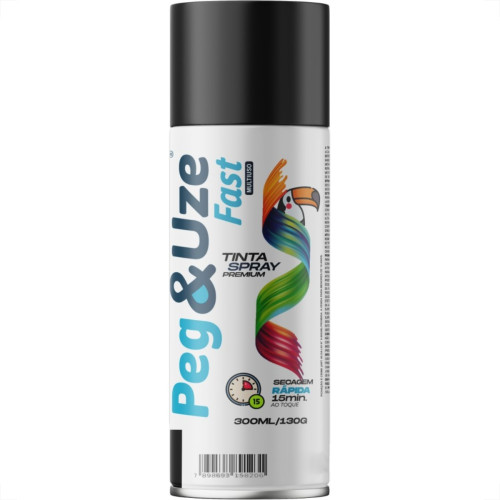 Spray Peg E Uze Fast Alta Temperatura Preto Fosco 300Ml/130G.