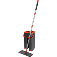 Mop Powermaid Lava E Seca Balde Vertical Refil Microfibra Cabo Aco Inox 125Cm - Vermelho/Cinza
